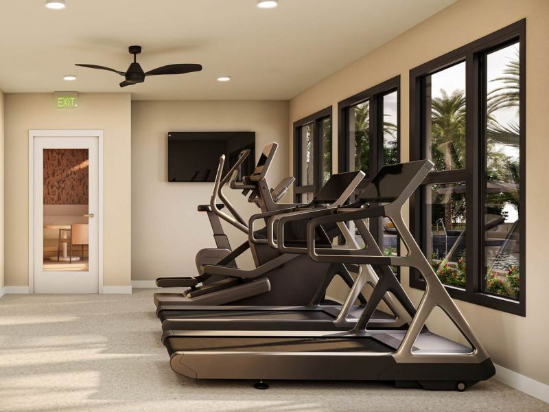 A room with exercise equipment.